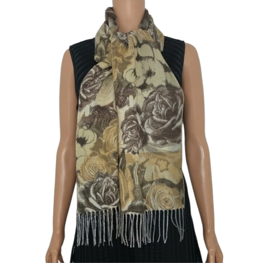 V.FRAAS  Cashmink Scarf  Women’s Softer Than Cashmere Floral beige/black 64